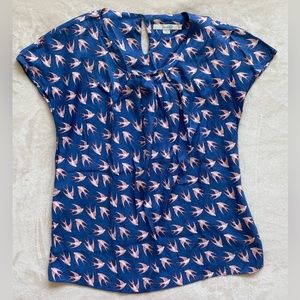 Boden red and blue bird patterned blouse size US 8